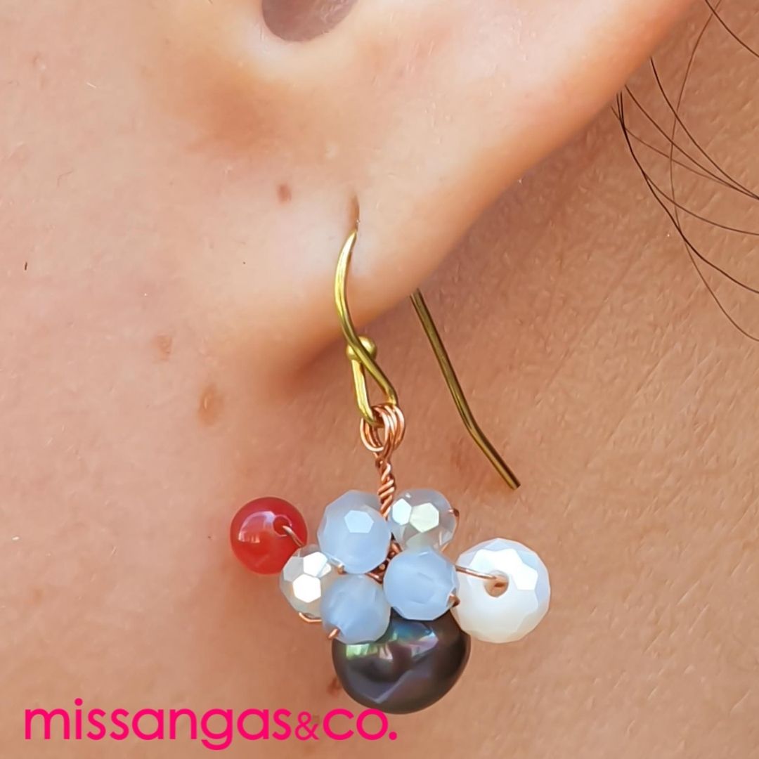 Flower Style with Blue Pearl Earring