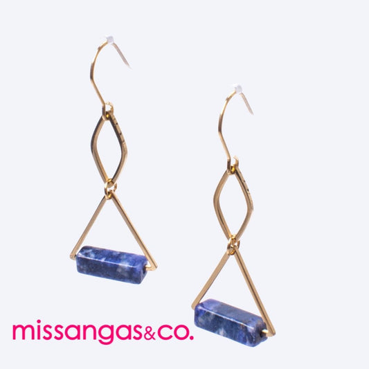 Stainless Steel Gold and Natural Stone Earring
