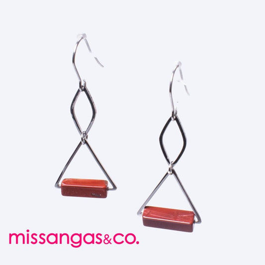 Stainless Steel Silver and Natural Stone Earring