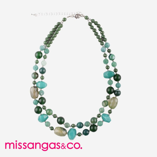 2 Turns Jade & Green Stones Necklace