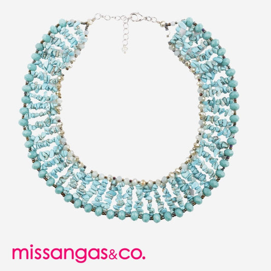 Necklace Choker Turquoise & Crystals Blue