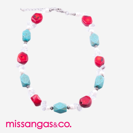 Necklace Coral & Turquoise Blue